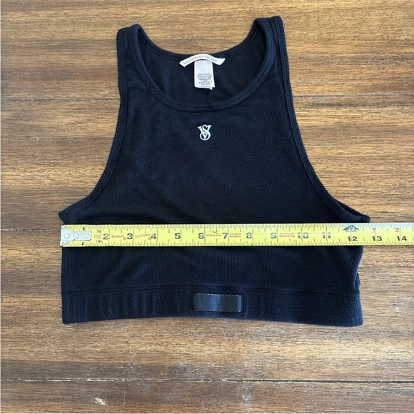 Victoria Secret Women Top Small Black Cropped Ribbed Racerback Tank Bralette - Picture 3 of 10